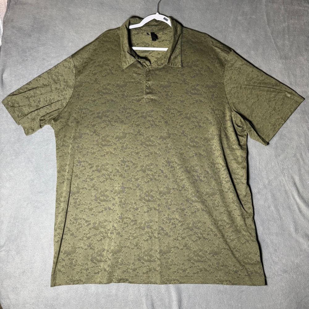 Adidas Mens Olive Green Digital Camo Short Sleeve Performance Polo Shirt 4XL